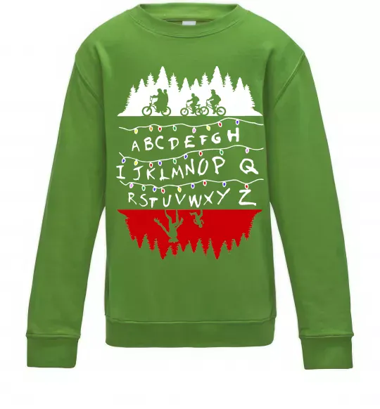 Детский Свитшот Stranger things ABCD Лаймовый фото