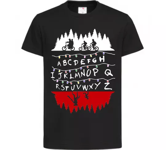 Детская футболка Stranger things ABCD Черный фото