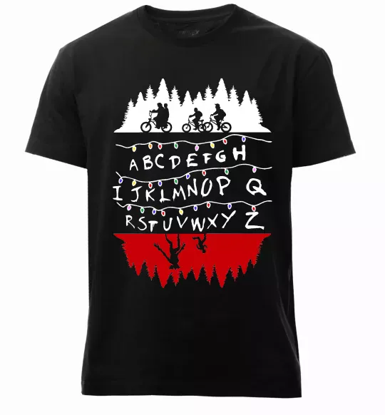 Мужская премиум футболка Stranger things ABCD Черный фото