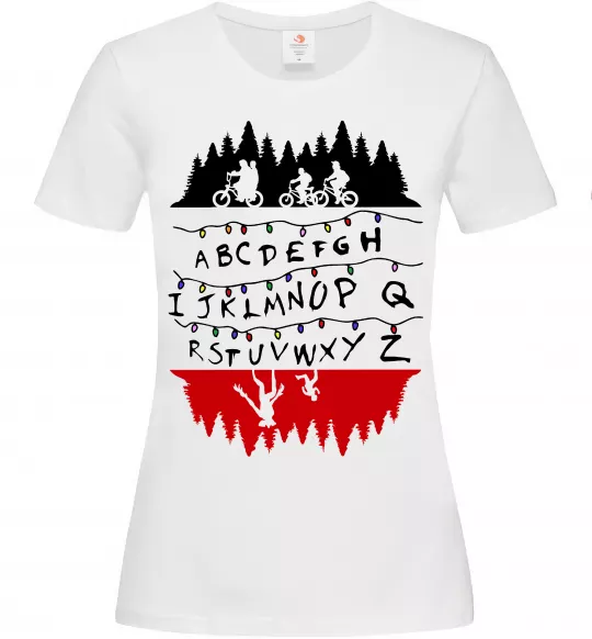 Женская футболка Stranger things ABCD Белый фото
