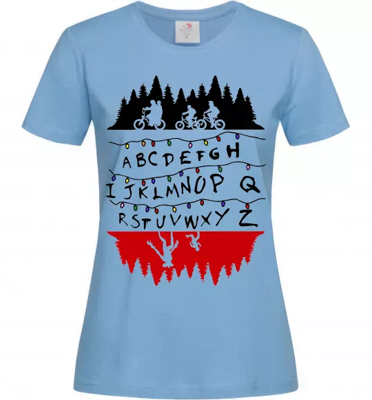 Женская футболка Stranger things ABCD Голубой фото