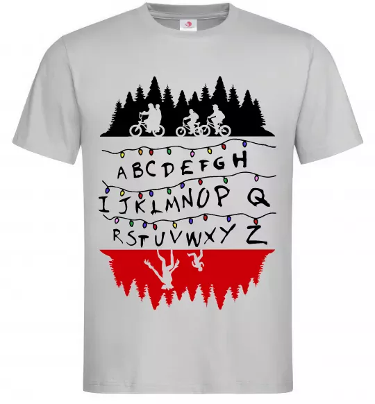 Мужская футболка Stranger things ABCD Серый фото