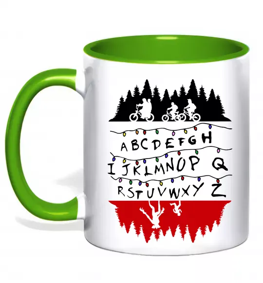 Чашка с цветной ручкой Stranger things ABCD Зеленый фото