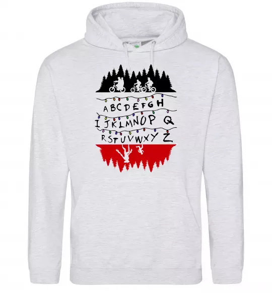 Женская толстовка (худи) Stranger things ABCD Серый меланж фото