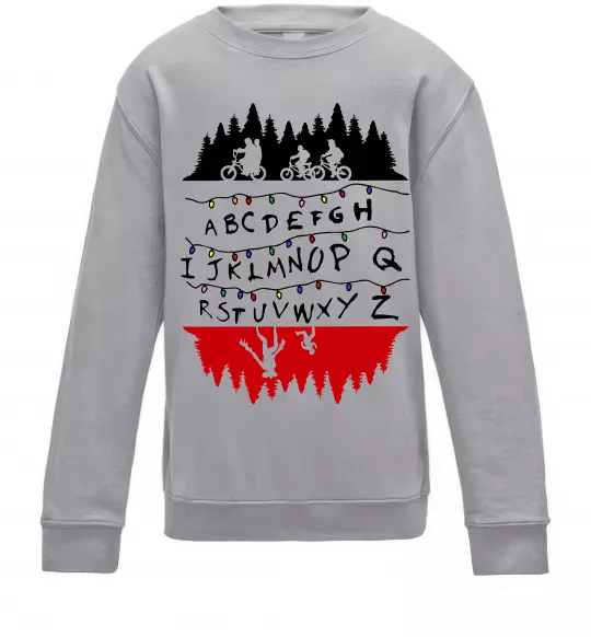Детский Свитшот Stranger things ABCD Серый меланж фото