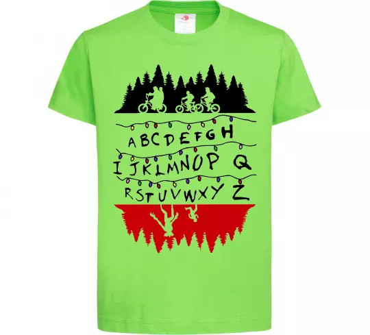 Детская футболка Stranger things ABCD Лаймовый фото