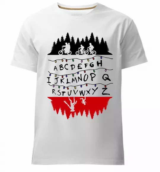 Мужская премиум футболка Stranger things ABCD Белый фото