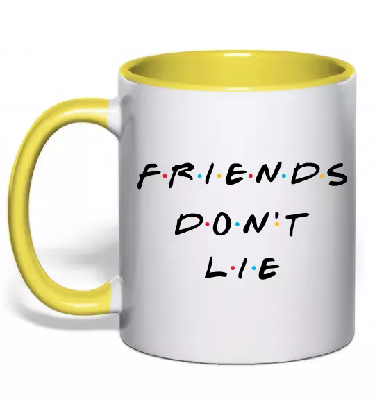 Чашка з кольоровою ручкою Stranger things Friends don`t lie Сонячно жовтий фото