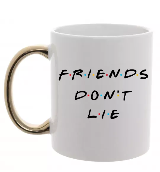 Чашка з кольоровою ручкою Stranger things Friends don`t lie Золото фото