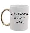 Чашка з кольоровою ручкою Stranger things Friends don`t lie Золото фото