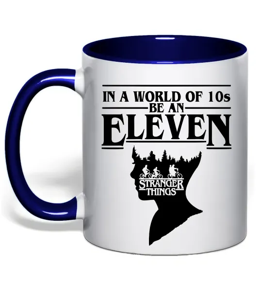 Чашка з кольоровою ручкою Be an eleven Глибокий темно-синій фото