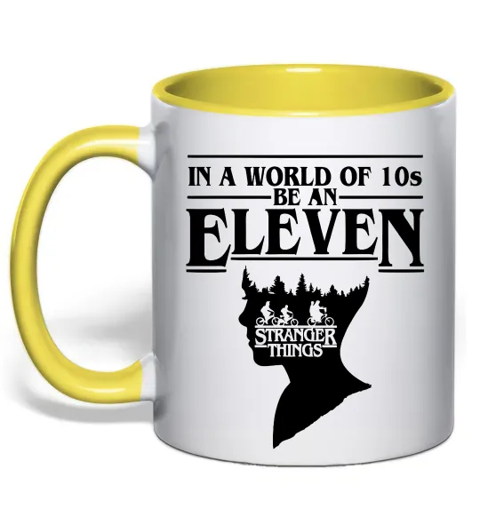 Чашка с цветной ручкой Be an eleven Лимонный фото