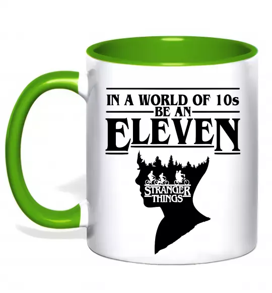 Чашка з кольоровою ручкою Be an eleven Зелений фото