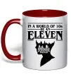 Чашка з кольоровою ручкою Be an eleven Червоний фото
