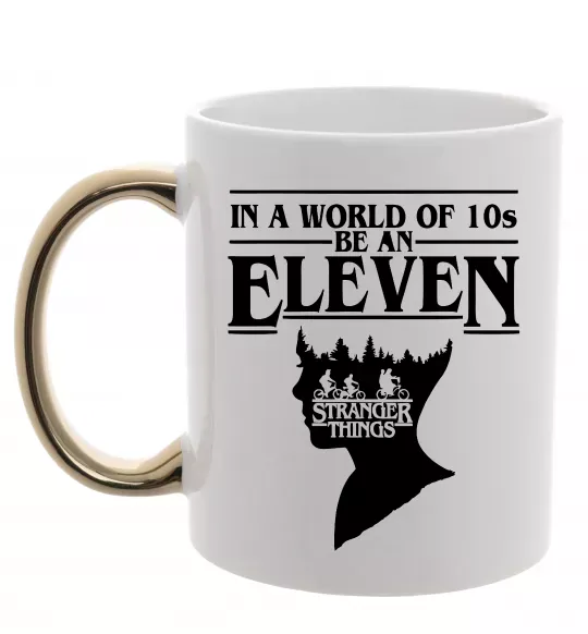 Чашка з кольоровою ручкою Be an eleven Золото фото