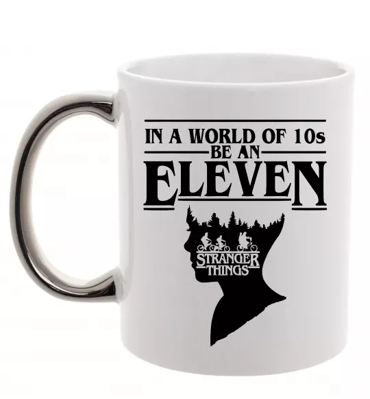 Чашка з кольоровою ручкою Be an eleven Срібло фото