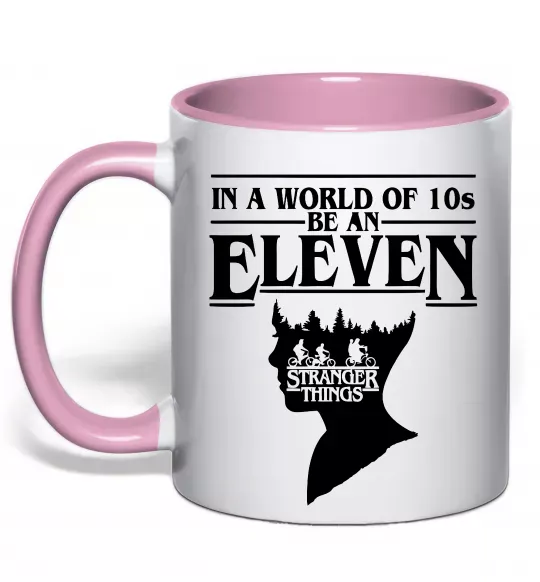 Чашка з кольоровою ручкою Be an eleven Ніжно рожевий фото