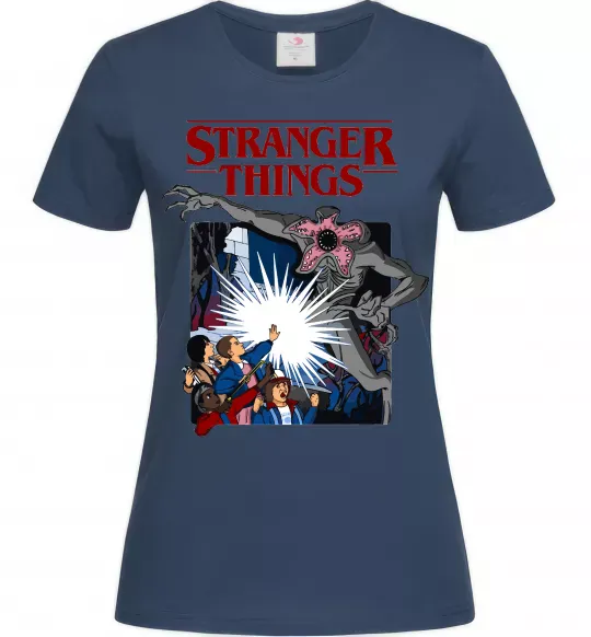 Женская футболка Art stranger things Темно-синий фото