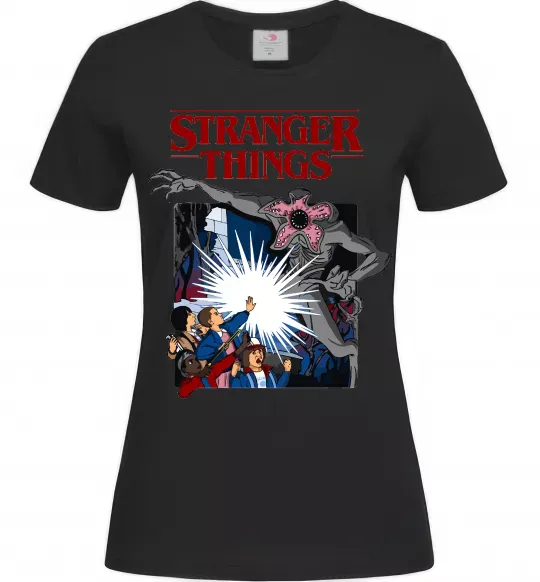 Женская футболка Art stranger things Черный фото