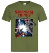 Чоловіча футболка Art stranger things Оливковий фото