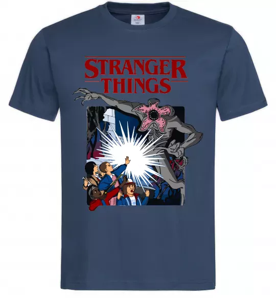 Чоловіча футболка Art stranger things Темно-синій фото