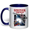 Чашка с цветной ручкой Art stranger things Глубокий темно-синий фото