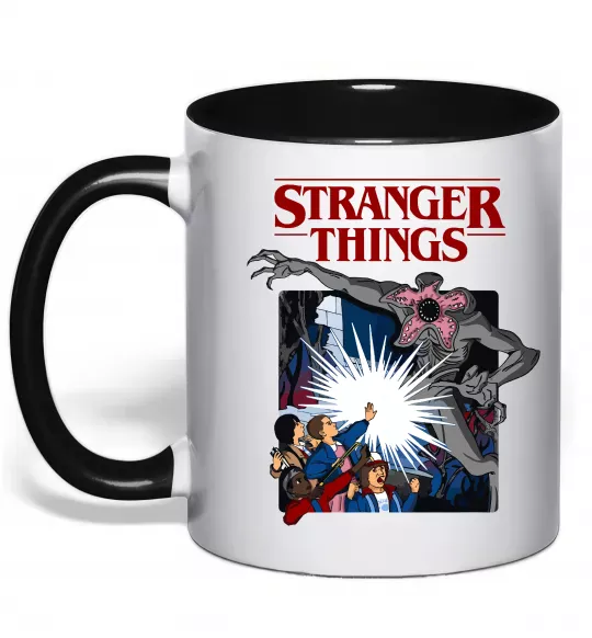 Чашка с цветной ручкой Art stranger things Черный фото