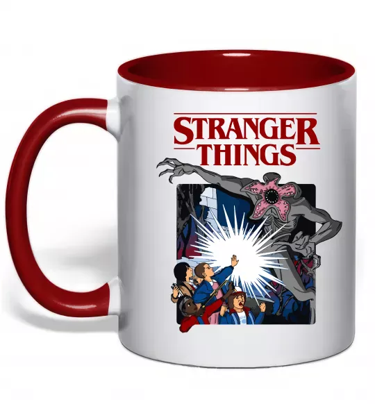 Чашка с цветной ручкой Art stranger things Красный фото