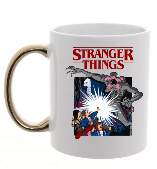 Чашка с цветной ручкой Art stranger things Золото фото