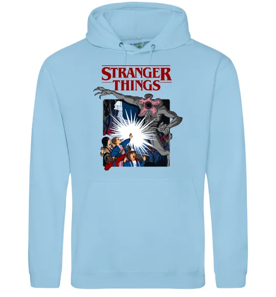 Мужская толстовка (худи) Art stranger things Голубой фото