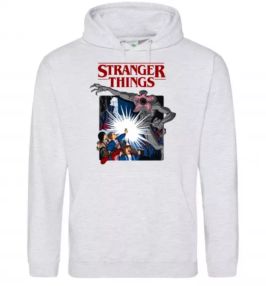 Женская толстовка (худи) Art stranger things Серый меланж фото