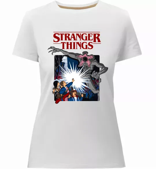 Женская премиум футболка Art stranger things Белый фото