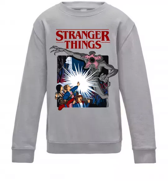 Детский Свитшот Art stranger things Серый меланж фото