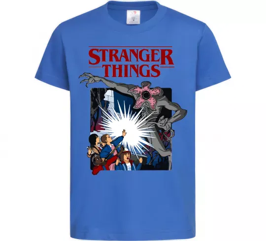 Дитяча футболка Art stranger things Яскраво-синій фото
