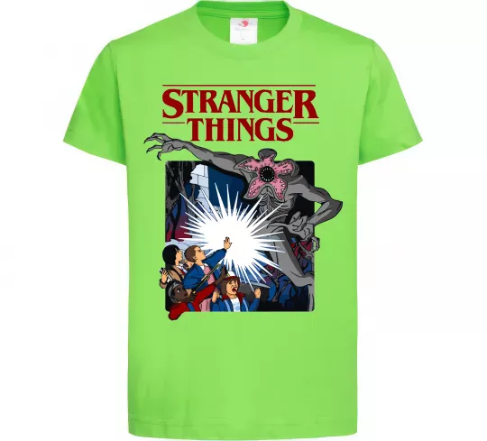 Дитяча футболка Art stranger things Лаймовий фото