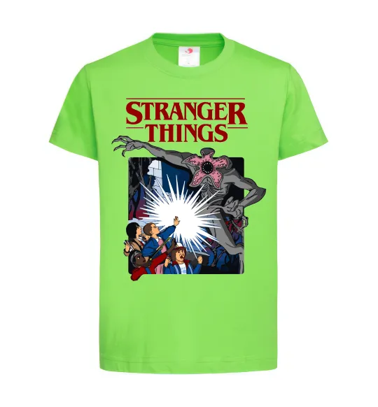 Дитяча футболка Art stranger things Лаймовий фото