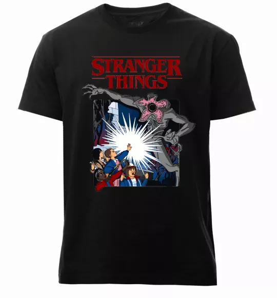 Чоловіча преміум футболка Art stranger things Чорний фото