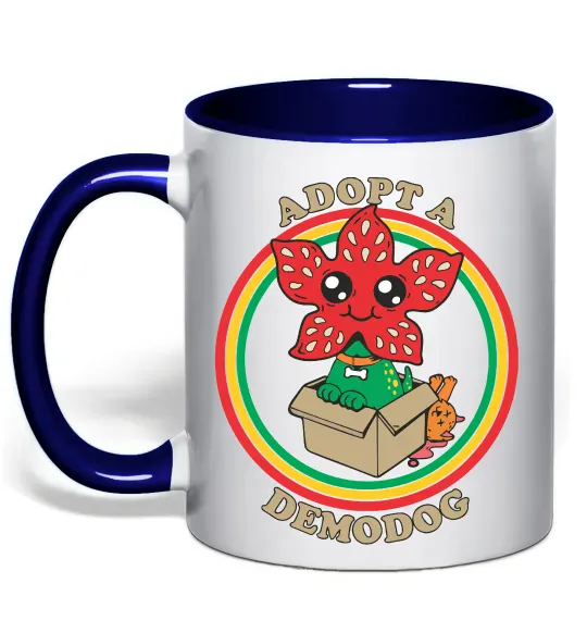 Чашка с цветной ручкой Adopt a demodog Глубокий темно-синий фото