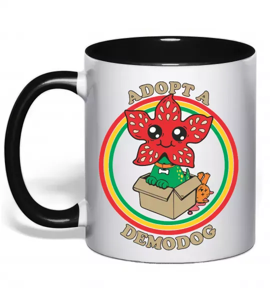 Чашка с цветной ручкой Adopt a demodog Черный фото