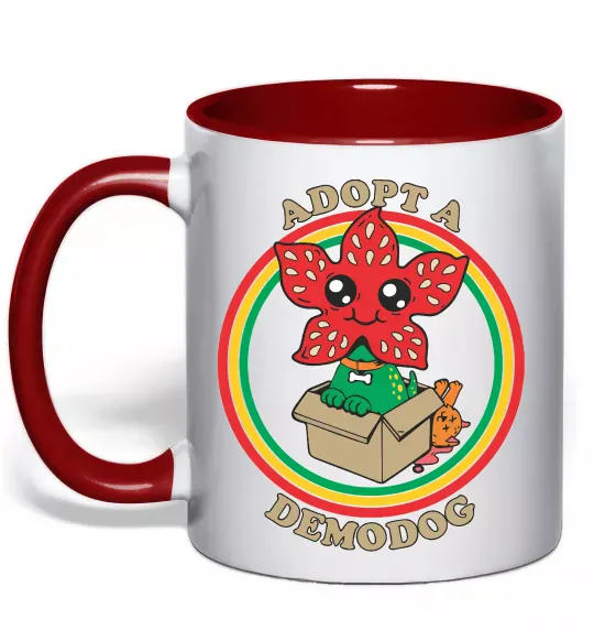Чашка с цветной ручкой Adopt a demodog Красный фото