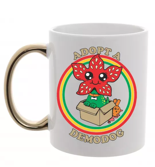 Чашка с цветной ручкой Adopt a demodog Золото фото