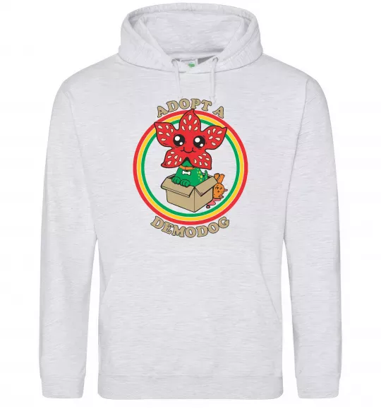 Женская толстовка (худи) Adopt a demodog Серый меланж фото