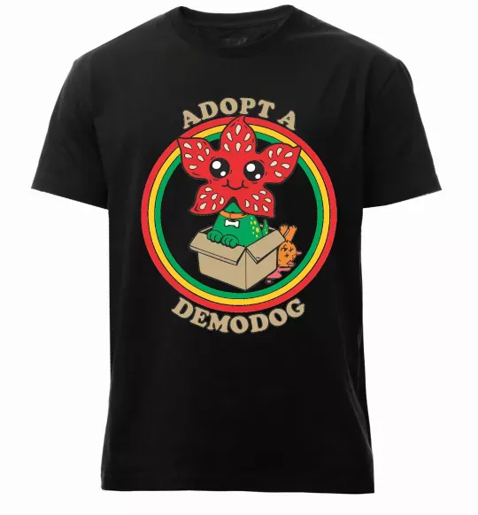 Мужская премиум футболка Adopt a demodog Черный фото