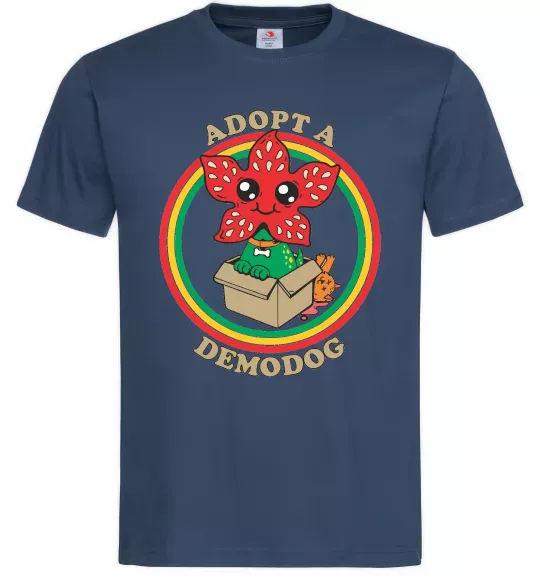 Мужская футболка Adopt a demodog Темно-синий фото