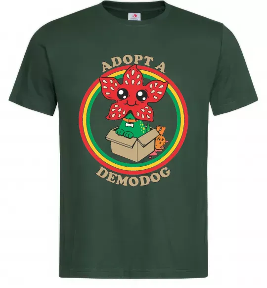 Мужская футболка Adopt a demodog Темно-зеленый фото