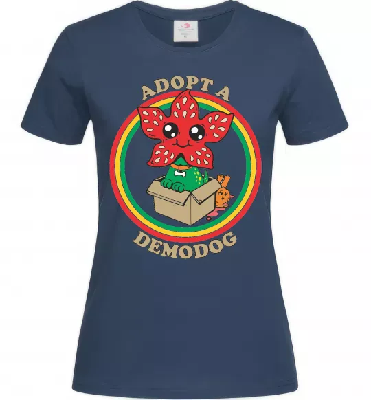 Женская футболка Adopt a demodog Темно-синий фото