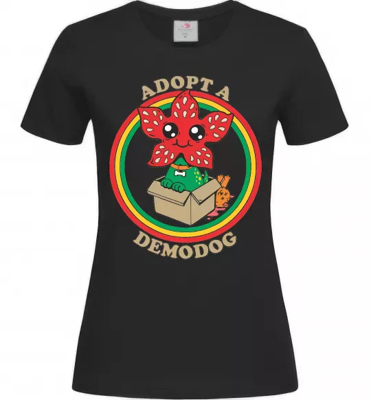 Женская футболка Adopt a demodog Черный фото