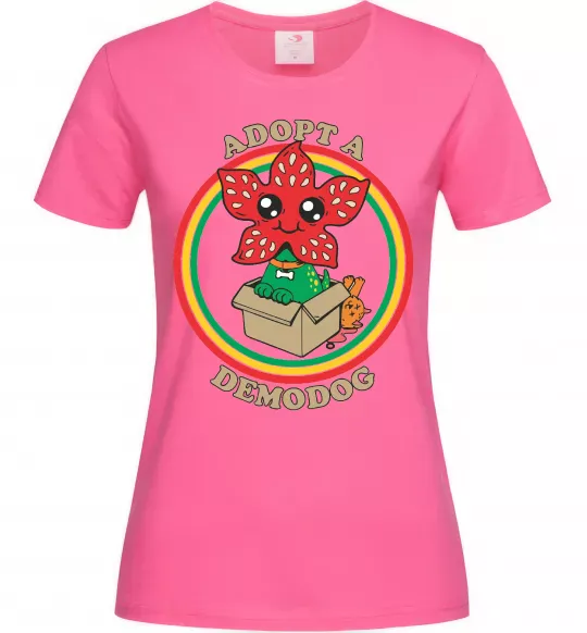Женская футболка Adopt a demodog Ярко-розовый фото