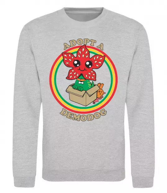 Свитшот Adopt a demodog Серый меланж фото