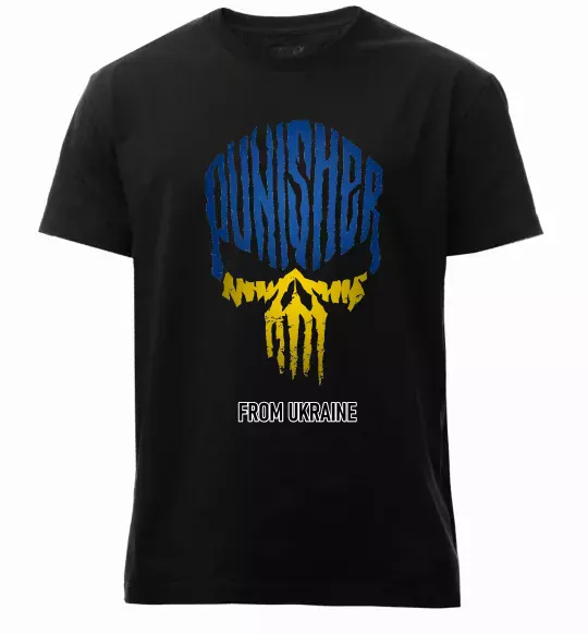 Мужская премиум футболка Punisher from Ukraine Черный фото